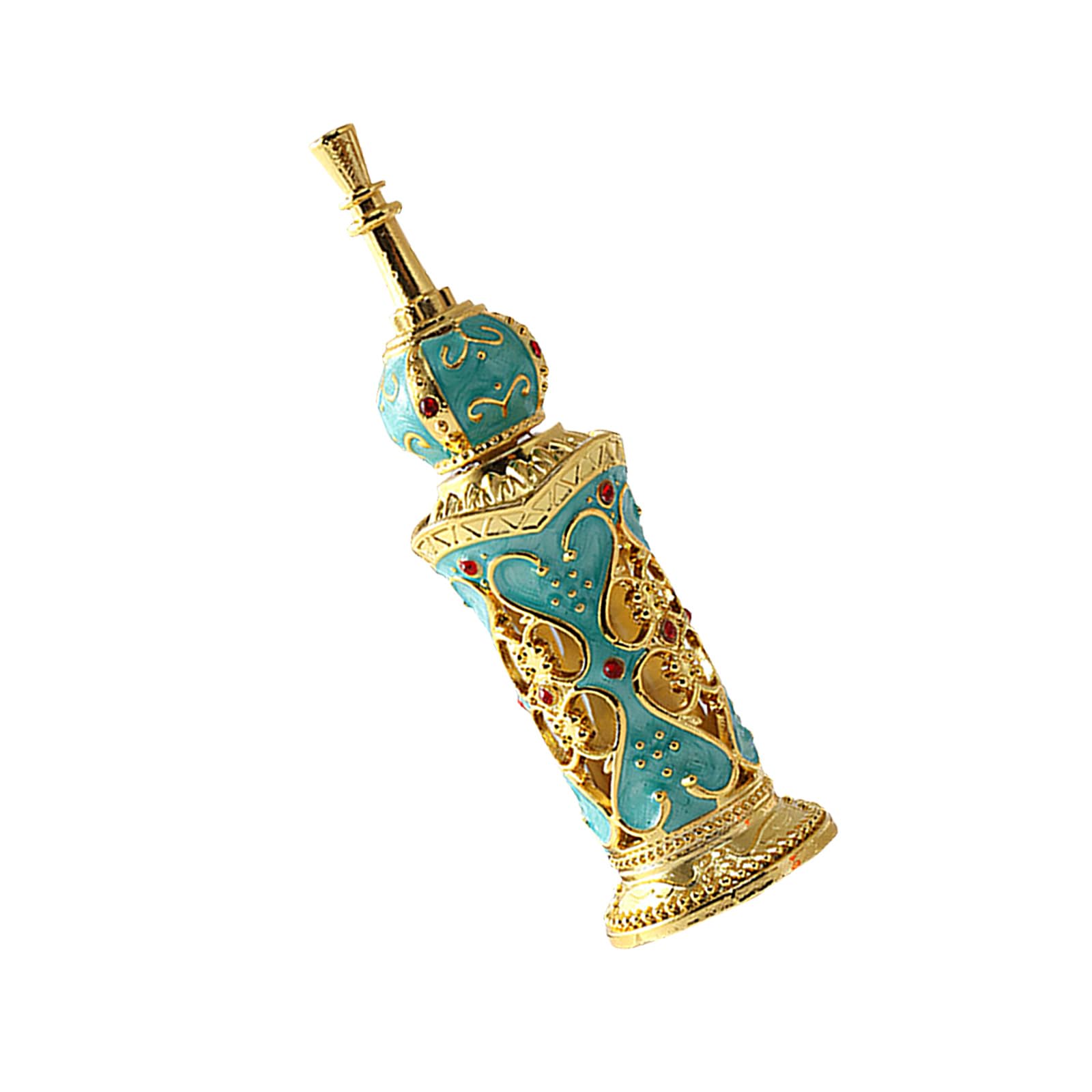 Mekalero Exquisite Middle Eastern Themed Portable Perfumes Container with Gold Accents for Storing Fragrances and Oils Scent Travel Bottle