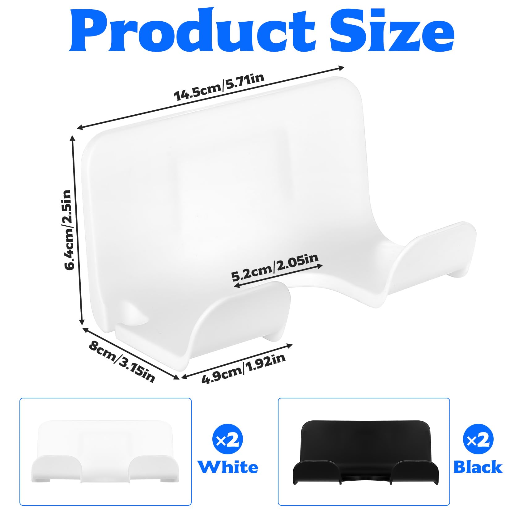 McBlast Soporte Secador Pelo Pared Autoadhesivo 4 Piezas, Colgador Sin Taladro Baño Blanco y Negro
