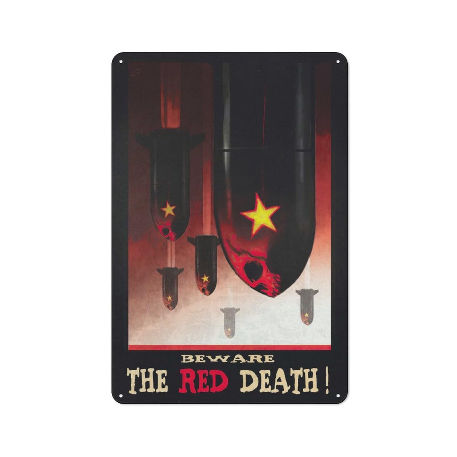 Junmoney Beware The Red Death Vintage Metal Plaque 30X20cm For Café Or Restaurant, A Decorative Gift For A Newly Furnished Café And Restaurant