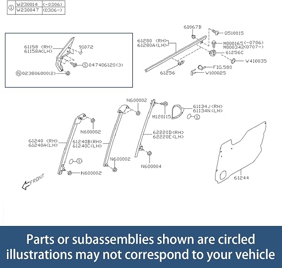 2PCS Left & Right Front Door Gusset Assembly Compatible with 2003-2008 Subaru Forester Replace# 61158SA000 61158SA010