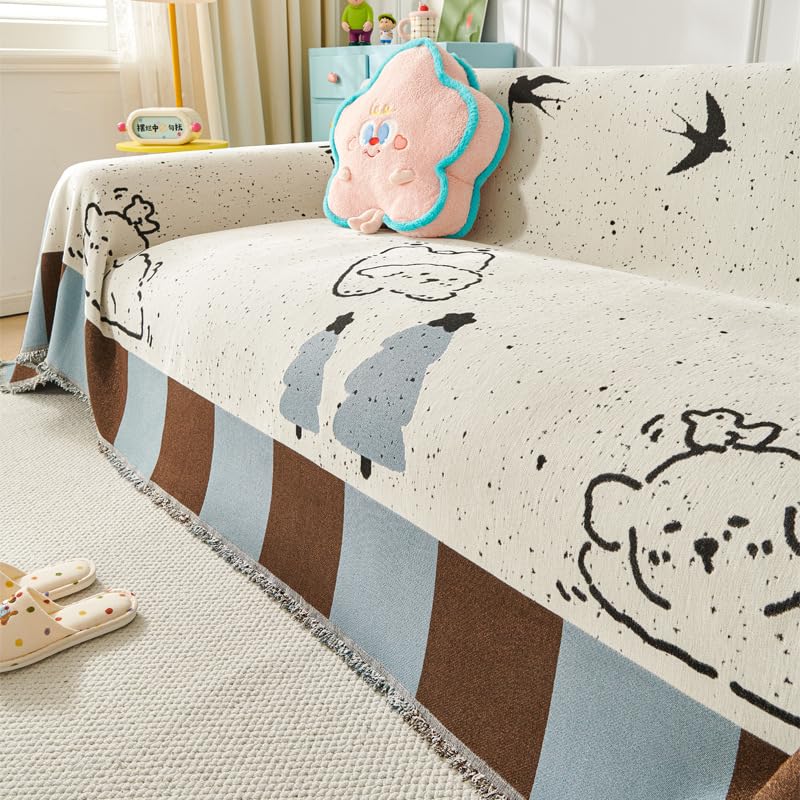 Couverture canapé chenille 180x260 cm jet lavable 4 saisons