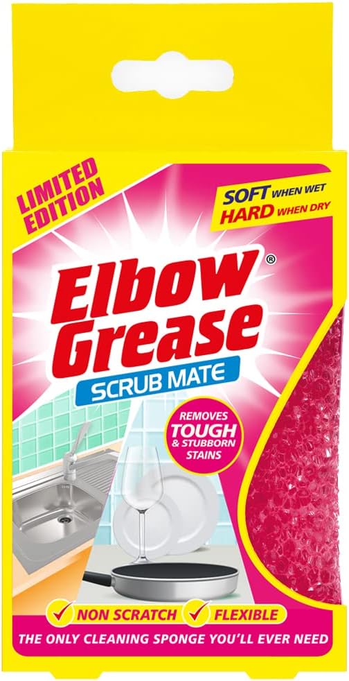 Pink Scrub Mate Kitchen Bathroom Soft & Hard Non Scratch Cleaning Sponge, One Size