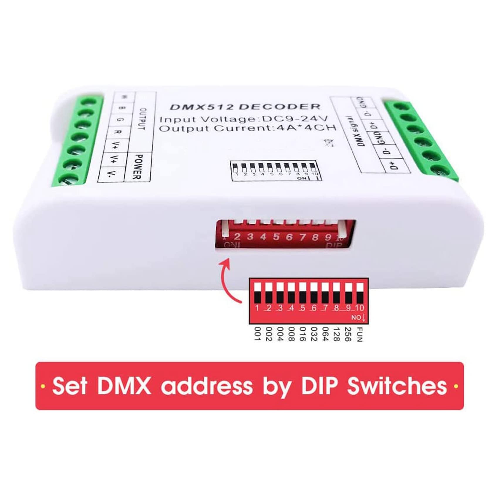 3 x Mini 4-Kanal DMX RGBW Decoder 16A RGB RGBW Strip Controller DMX 512 Dimmer Treiber für LED Streifen DC9-24V