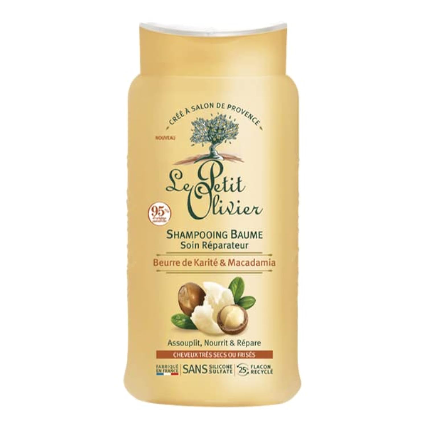 LE PETIT OLIVIER - Repairing Shampoo Balm – Shea & Macadamia – Nourishes & Repairs – Very Dry or Frizzy Hair – Silicone & Sulphate Free – Made in France – 250 ml