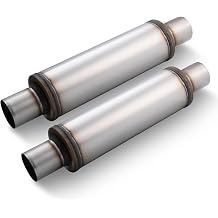 LCGP 2.25" Exhaust Mufflers, 2.25 Inlet & Outlet Universal Muffler, 20 Overall Length Stainless Steel Resonator Straight Through Design Exhaust Tip2.25" Intet 2.25" Outlet, 2 Pack
