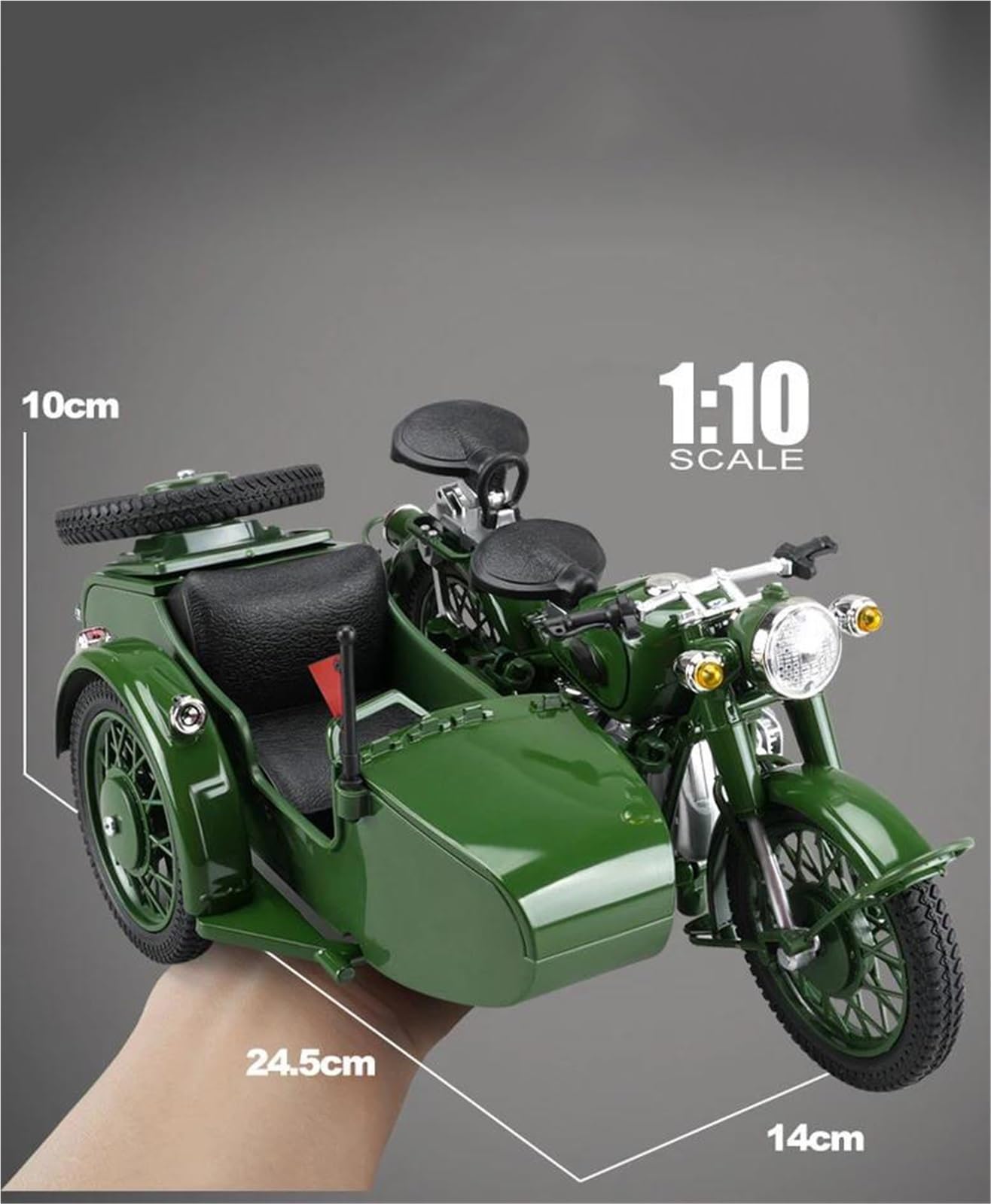 Modelo a Escala de Moto Triciclo Retro De Aleación 1/10 Modelo Motocicleta Diecast Metal con Sonido Y Luz Juguetes Adornos