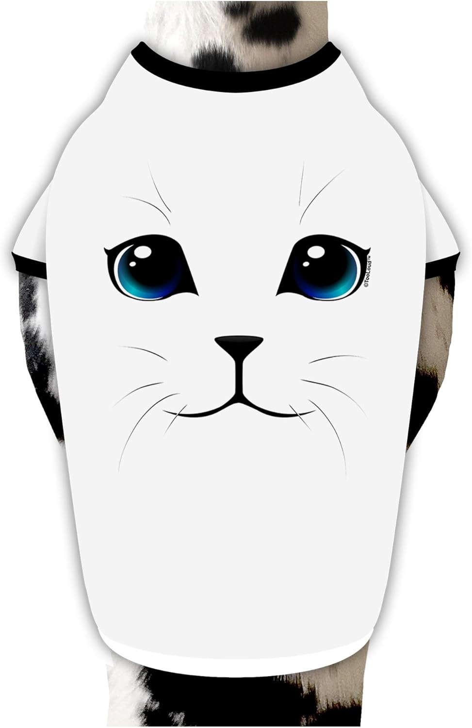 TOOLOUD Blue-Eyed Cute Cat Face Cotton Dog Shirt White with Black XL