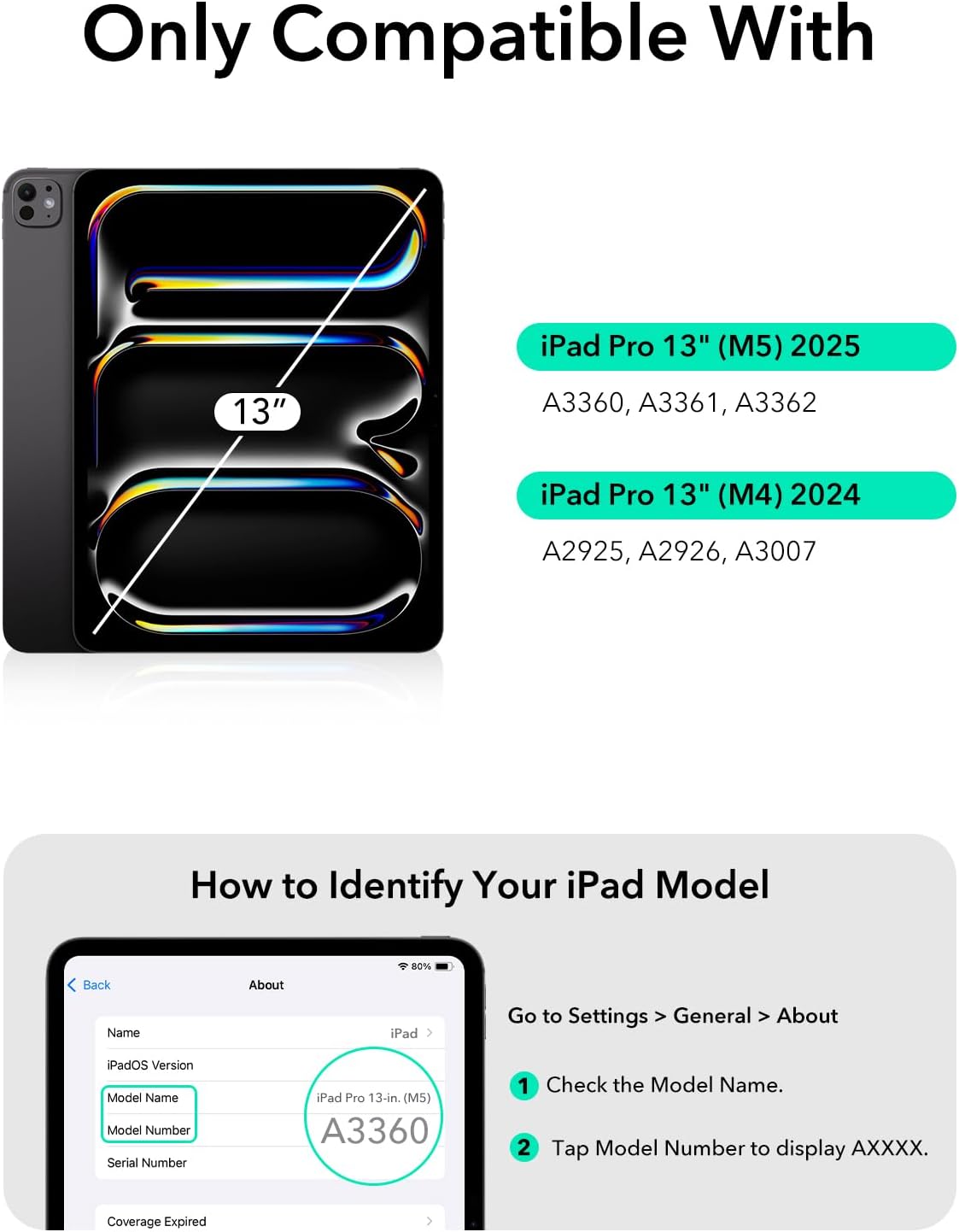 ESR for iPad Pro 13 Case with Keyboard (M5/M4, 2025/2024), Magnetic Detachable Keyboard, Portrait/Landscape Modes, Large Click-Anywhere Trackpad, Backlit Keys, Shift Series, Dark Gray