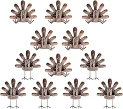 MorTime 12 Pack Turkey Tealight Candle Holders, Bronze Finished Metal Tea Light Candleholders, Thanksgiving Sitting Standing Turkey Holders Set for Table Kitchen Thanksgiving Decorations