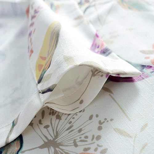 Miniatura 189 de VOGOL Cenefas con patrón de pájaros para ventanas de cocina, cenefa texturizada de lino con estampado floral y pájaros para ventanas pequeñas