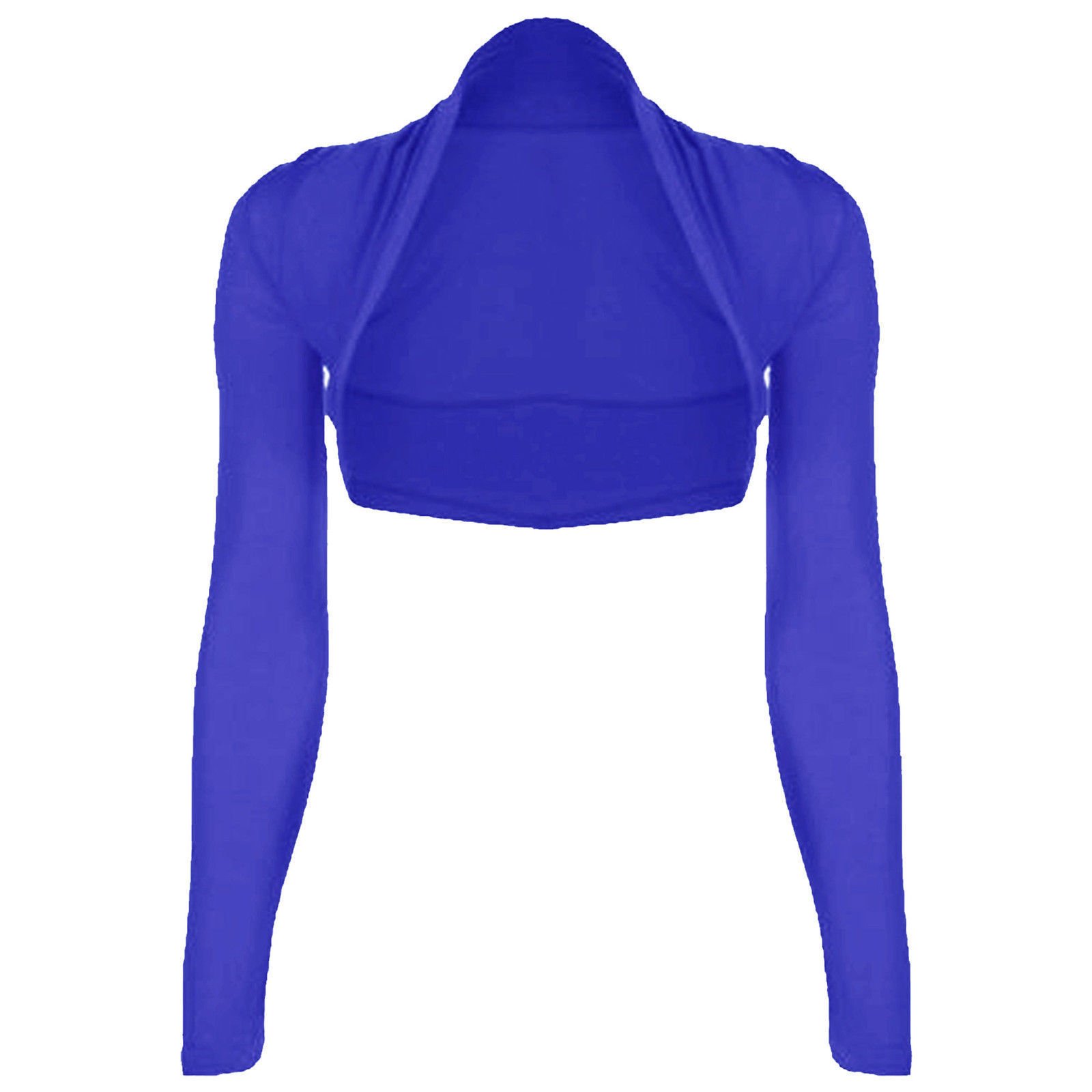 66 Fd Women's Royal Blue Plain Long Sleeve Cropped Bolero Shrug Top Cardigan Plus Size 8-26 (, Xxl Uk 20-22)