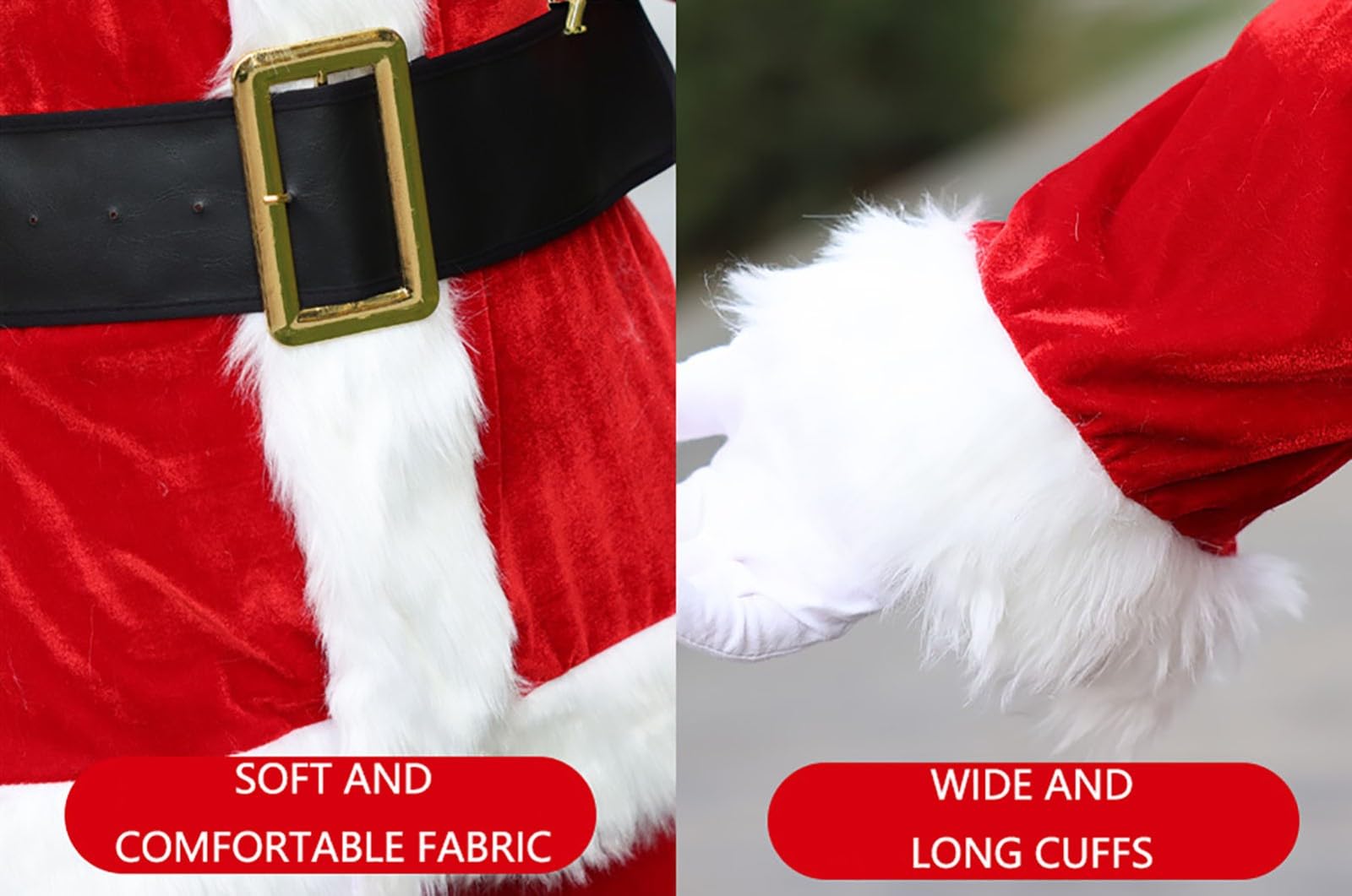 Weihnachtsmann Kostüm Set Mit Jacke Hose Mütze Bart Gürtel Schuhebedeckung, Herren Nikolaus Kostüm, Erwachsene Santa Claus Weihnachten Kleidung, 6-Teiliges 6XL