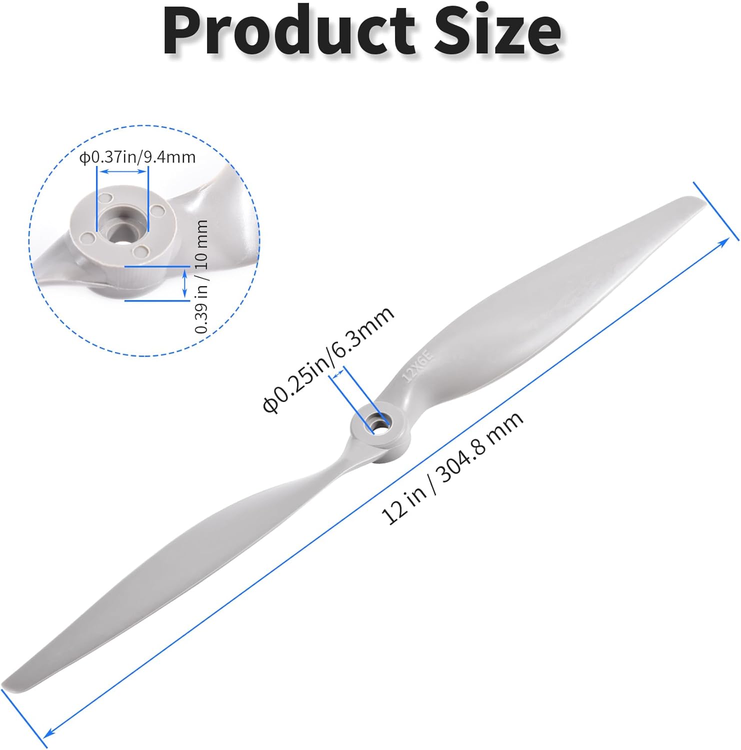 1260 12×6" Propeller Prop,Remote Control Propeller,Rc Quadcopter Propellers,Gray Nylon Drone Propellers for Stunt Planes Gliders Flying Wings Delta Wings Drones