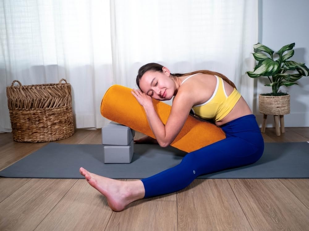 Sol Living Yoga Bolster Pillow for Restorative Meditation - 100% Cotton Cylindrical Cushion with Washable Cover for Balance Support in Asana Poses