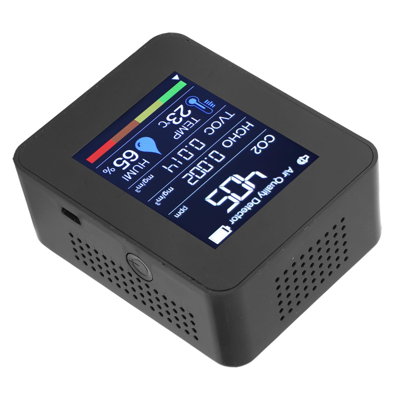 Detector de Calidad del Aire 5 en 1, probador portátil para Interiores, Monitor preciso de Humedad y Temperatura CO2 HCHO TVOC para el hogar y el Coche