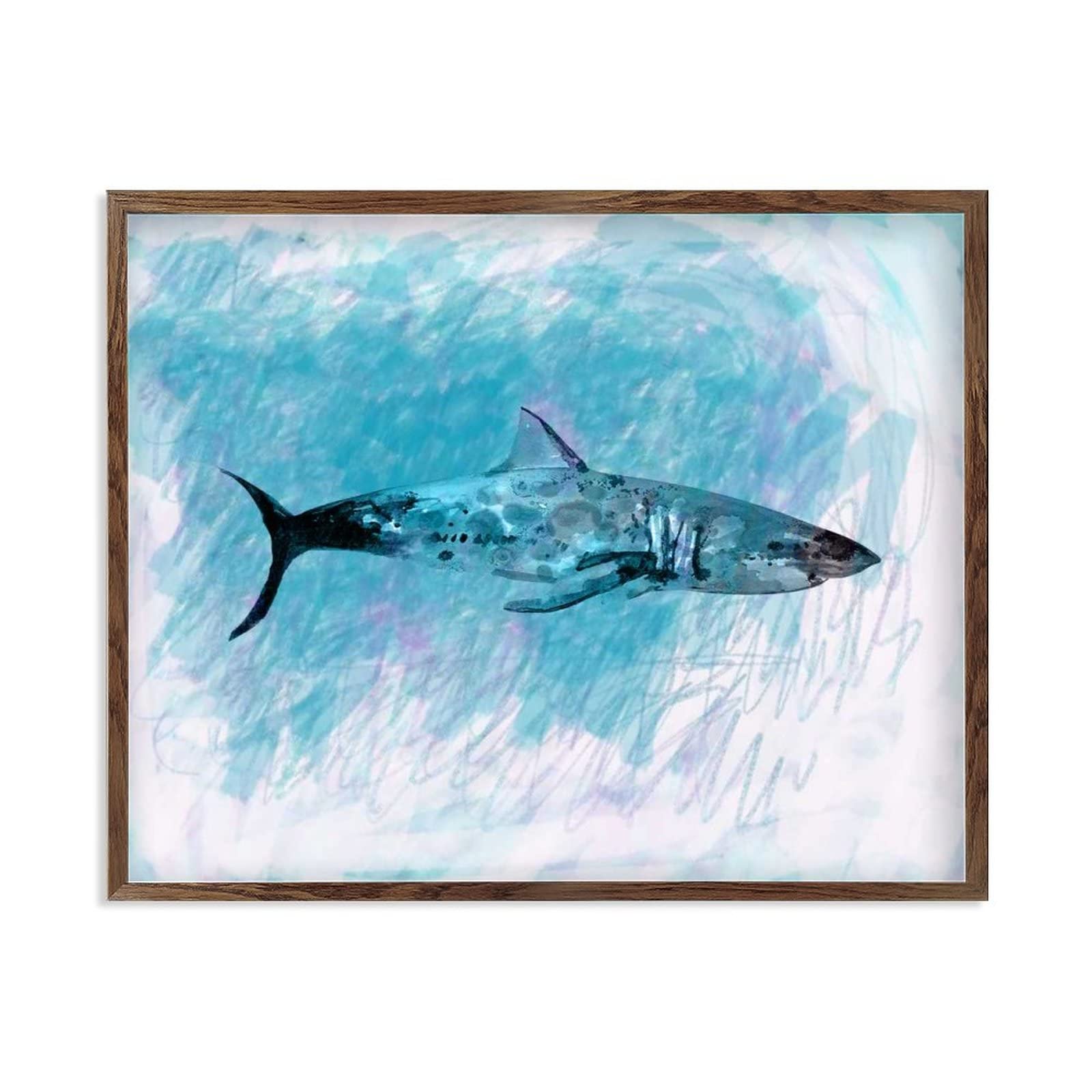 Panneau de porte encadré en bois bleu 40x50 cm vintage