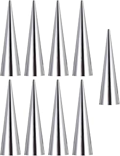 Cabilock 9pcs Cream Horn Molds 12cm Stainless Steel Baking Cones Cream Horn Forms Cannoli Tubes Lady Lock Puff Pastry Horn Ice Cream (L Size) Cake Stencil