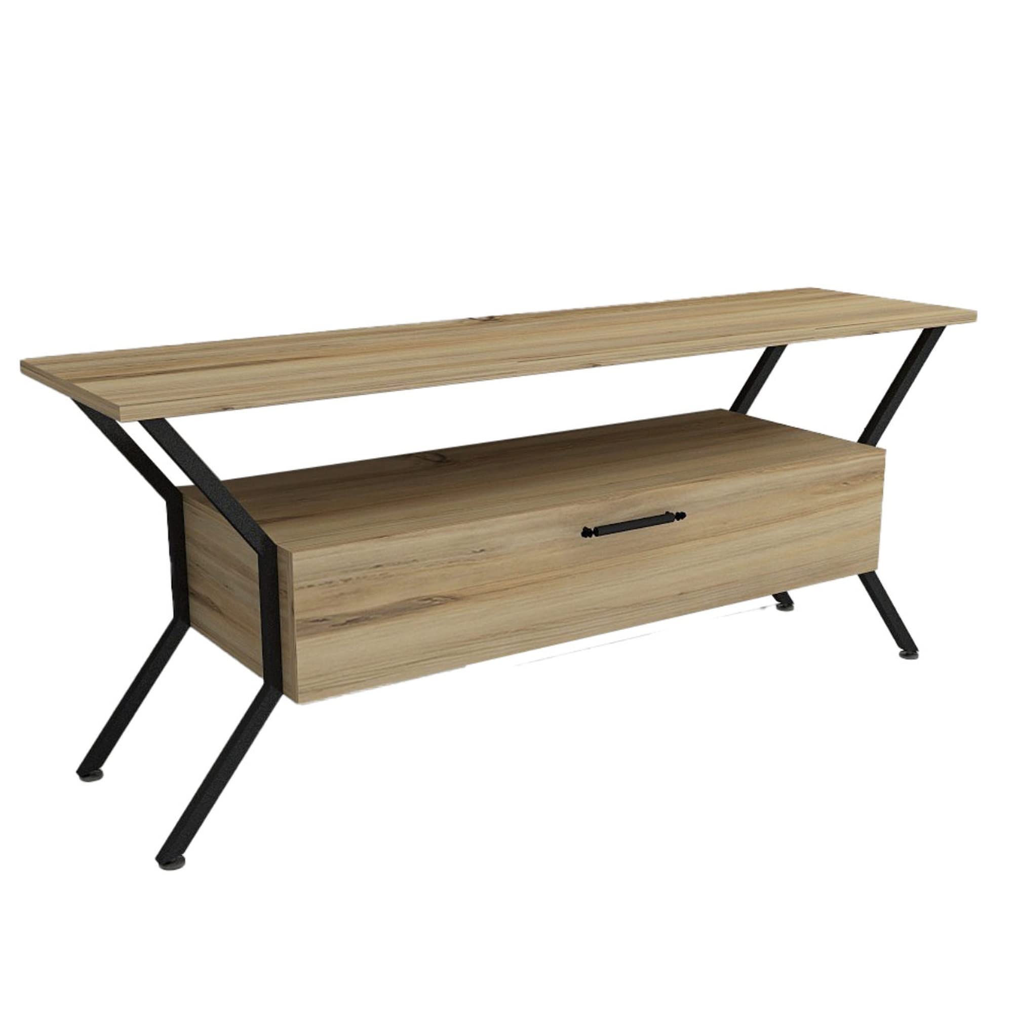 Meuble TV 124 x 54 x 35 cm bas en bois salon WELL HOME MOBILIARIO