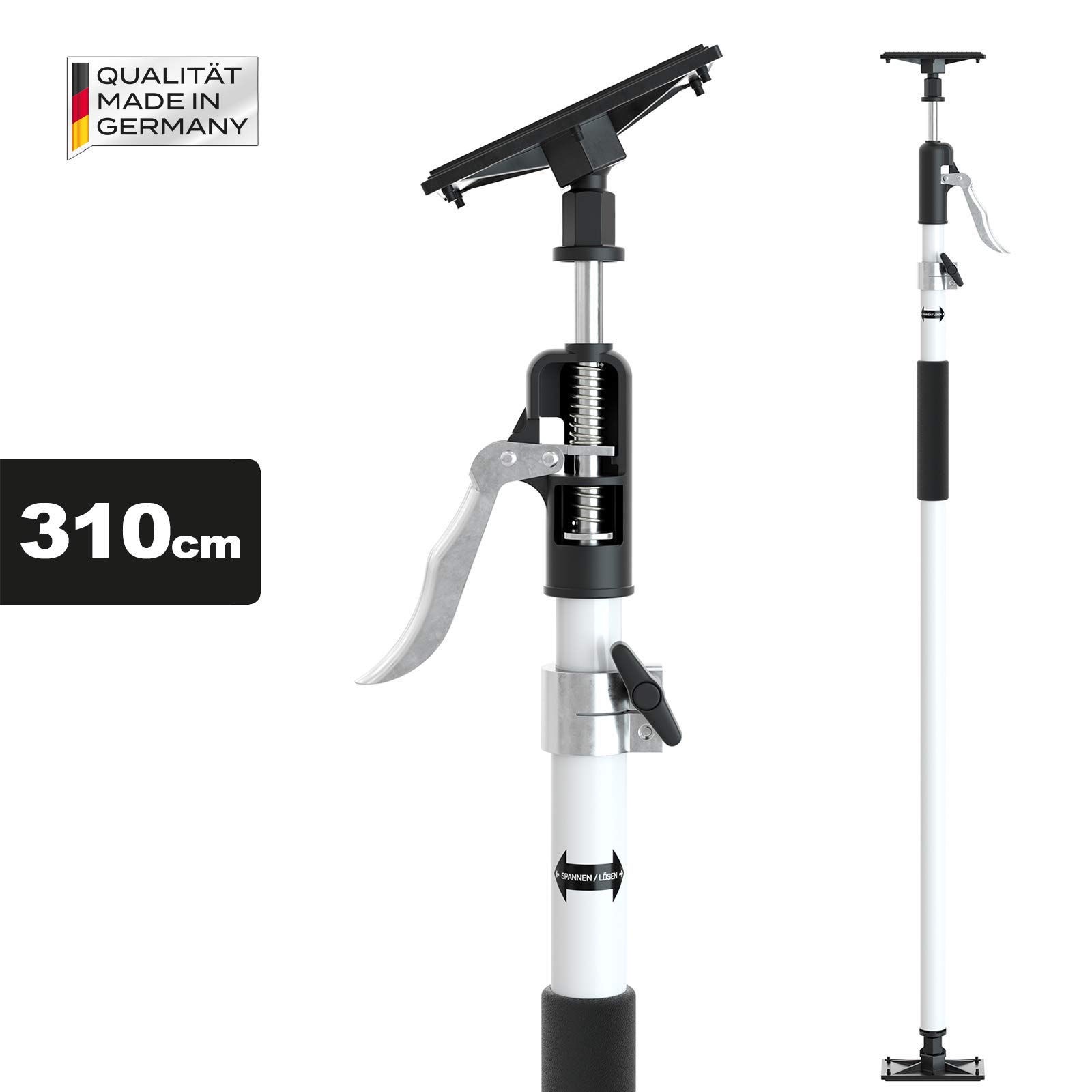 2x MULTISPANN® Montagestütze 133-310cm - Max. 80kg - Made in Germany - Deckenstütze, Einhandstütze und Baustütze mit innovativem 3-Spannsystem - Für Handwerk und Industrie - MS-MS80-310