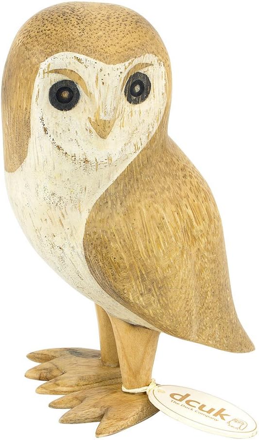DCUK Hand Carved Natural Finish Barn Owl