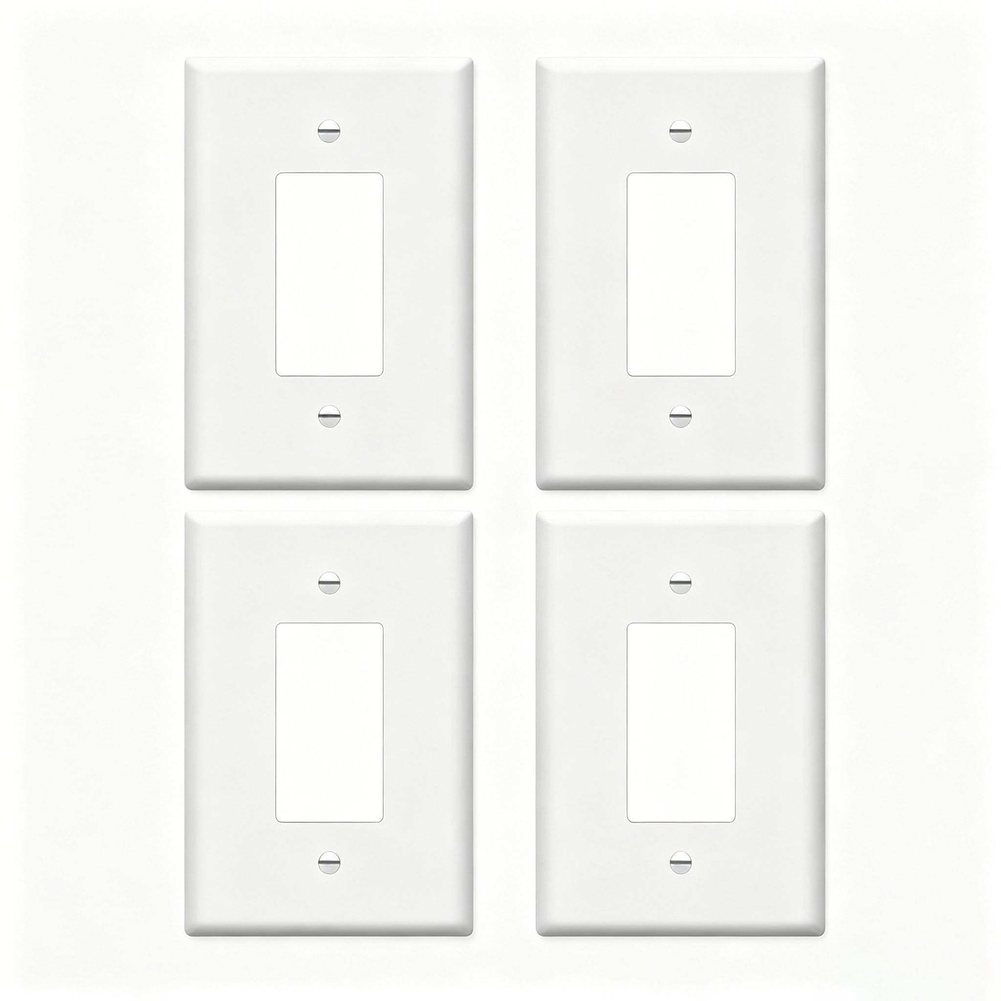 ZEFTV Over-Size Decorator Wall Plates 1-Gang 5.5" x 3.5" Switch Outlet Electrical Cover Plate Unbreakable Thermoplastic Faceplate for Light Receptacle Outlet Switch, White (4 Pack)