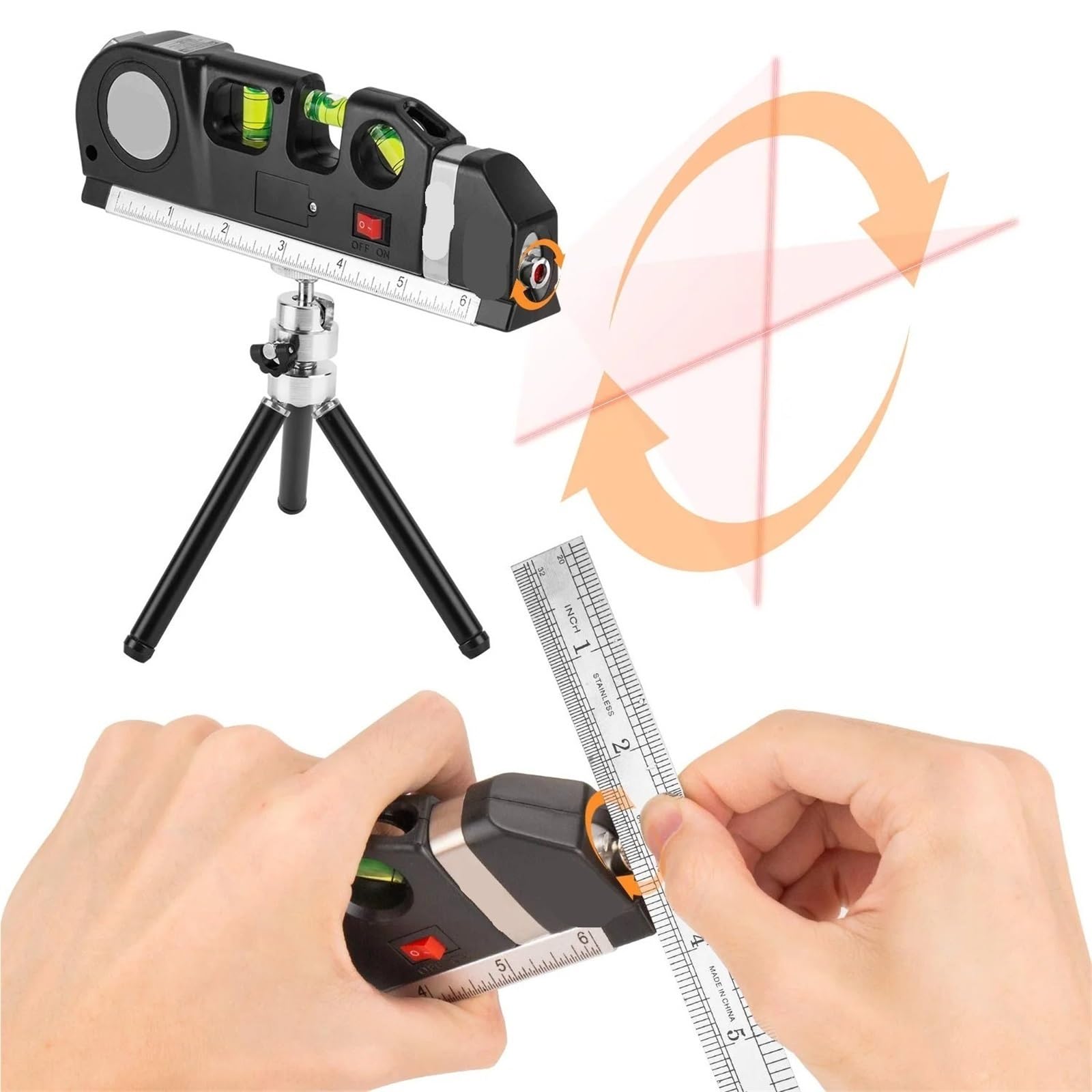 Télémètre Laser, Niveau Laser Vertical Et Horizontal, Ruban Réglable, Multifonction, Règle en Acier Standard, Lignes Transversales, Instrument De Mesure