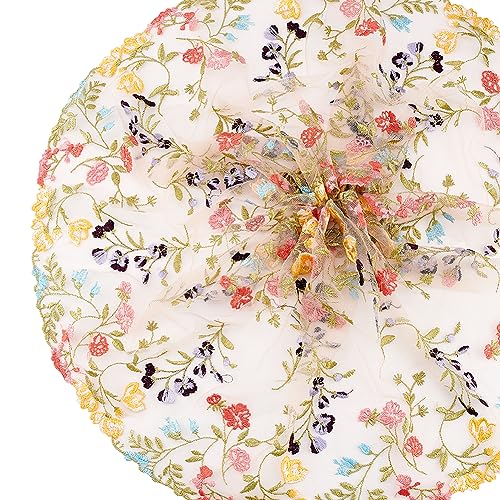 BENECREAT 2 Yard Bestickter Tüll-Spitzenbesatz, 25cm Breites Floral Besticktes Netz-Spitzen-Kleidungszubehör Für Schleierkleider, DIY-Handwerk, Vorhänge, Heim-Vintage-Dekoration