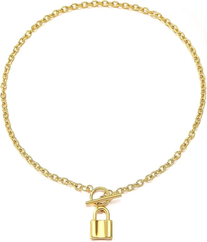 Padlock Lock Pendant Chain Necklace 