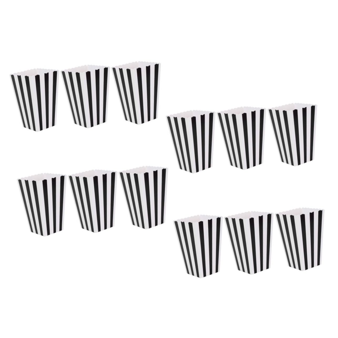 FUNOMOCYA 12Pcs Paper Popcorn Boxes Stripe Popcorn Containers Parties and Events Reliable Snack Serving for Home Theaters and Gatherings