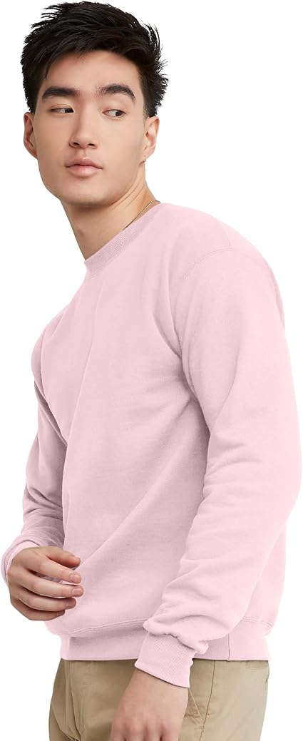 Hanes Men's, EcoSmart Pullover Crewneck Sweatshirt, Big & Tall Available, 1 or 2 Pack, Pale Pink-1 Pack, X Large - Image 4