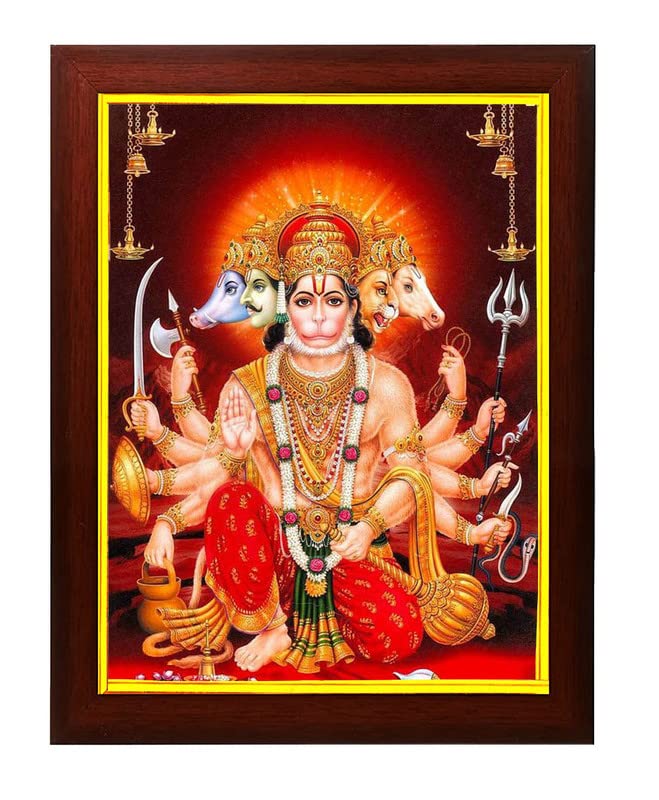 Buy zig zag Panchmukhi Hanuman ji Photo picture Frame For Wall hanging