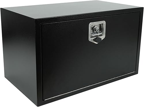 Miniatura 18 de Caja de herramientas de 48x24x24 pulgadas, caja de almacenamiento negra de aluminio para cama de camioneta pickup con cerradura y llaves, exterior,