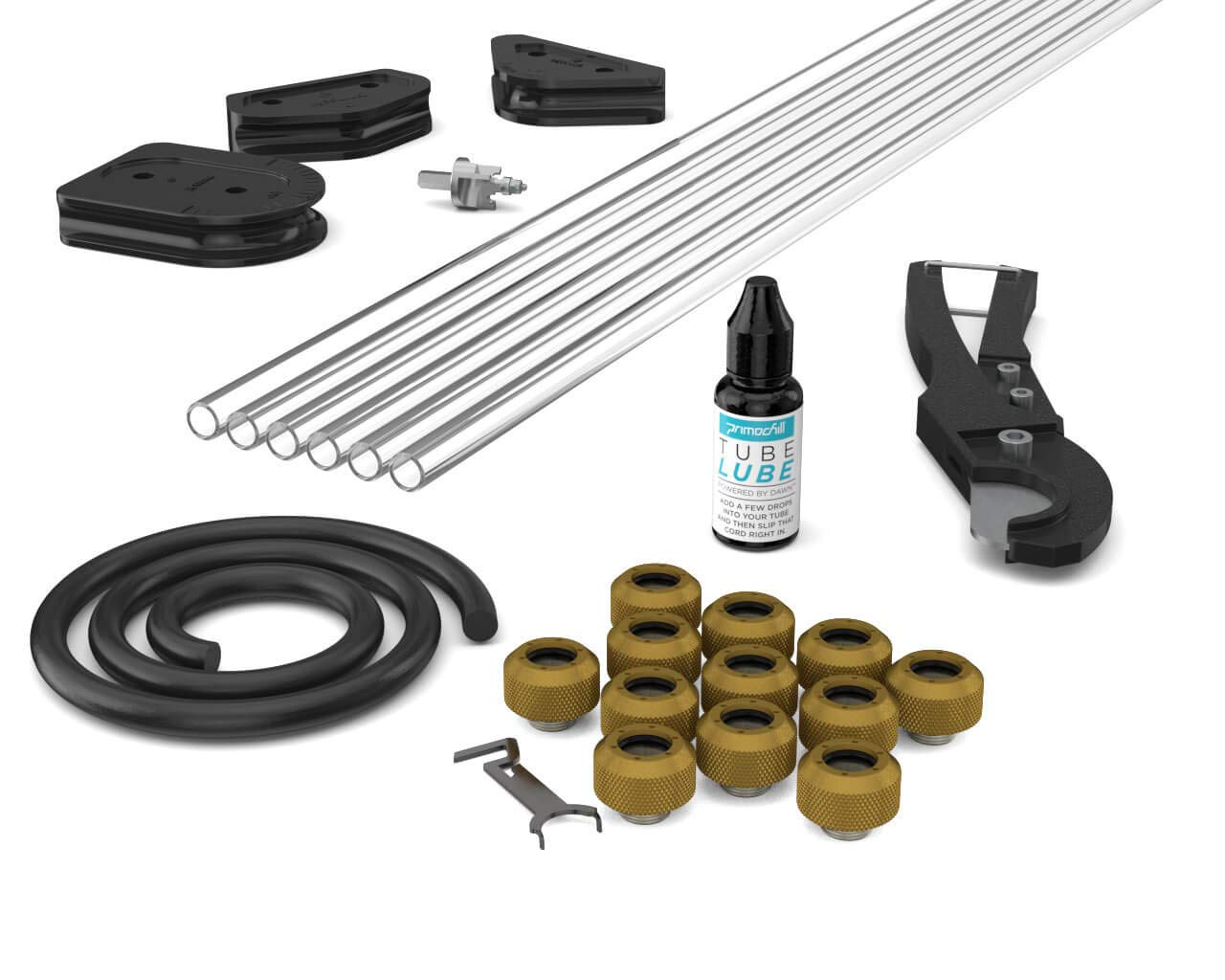 PrimoChill Complete 1/2 Inch PETG/RSX Combo Pack - Satin Black