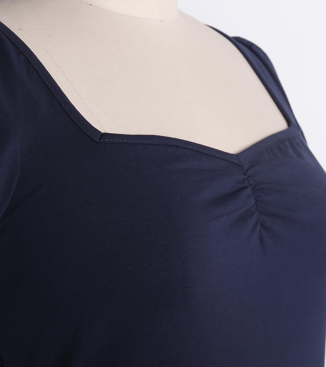 Women's 1950s Rockabilly Tops, Cute Cotton Elastic Vintage Style Knit Shirts, Dressy Casual Soft Blouse for Women - Image 3