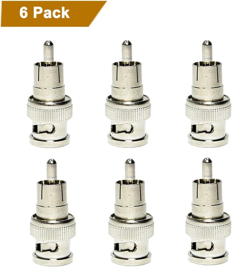Seekpow 6pack BNC Male to RCA Male Connector Adapter Coax Coaxial Video Adapter Plug