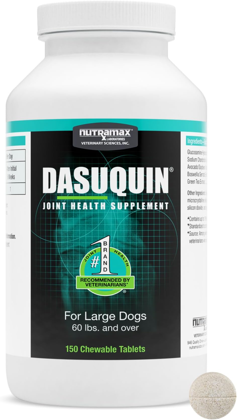 Dasuquin Joint Health Supplement for Large Dogs - With Glucosamine, Chondroitin, ASU, Boswellia Serrata Extract, Green Tea Extract, 150 Chewable Tablets