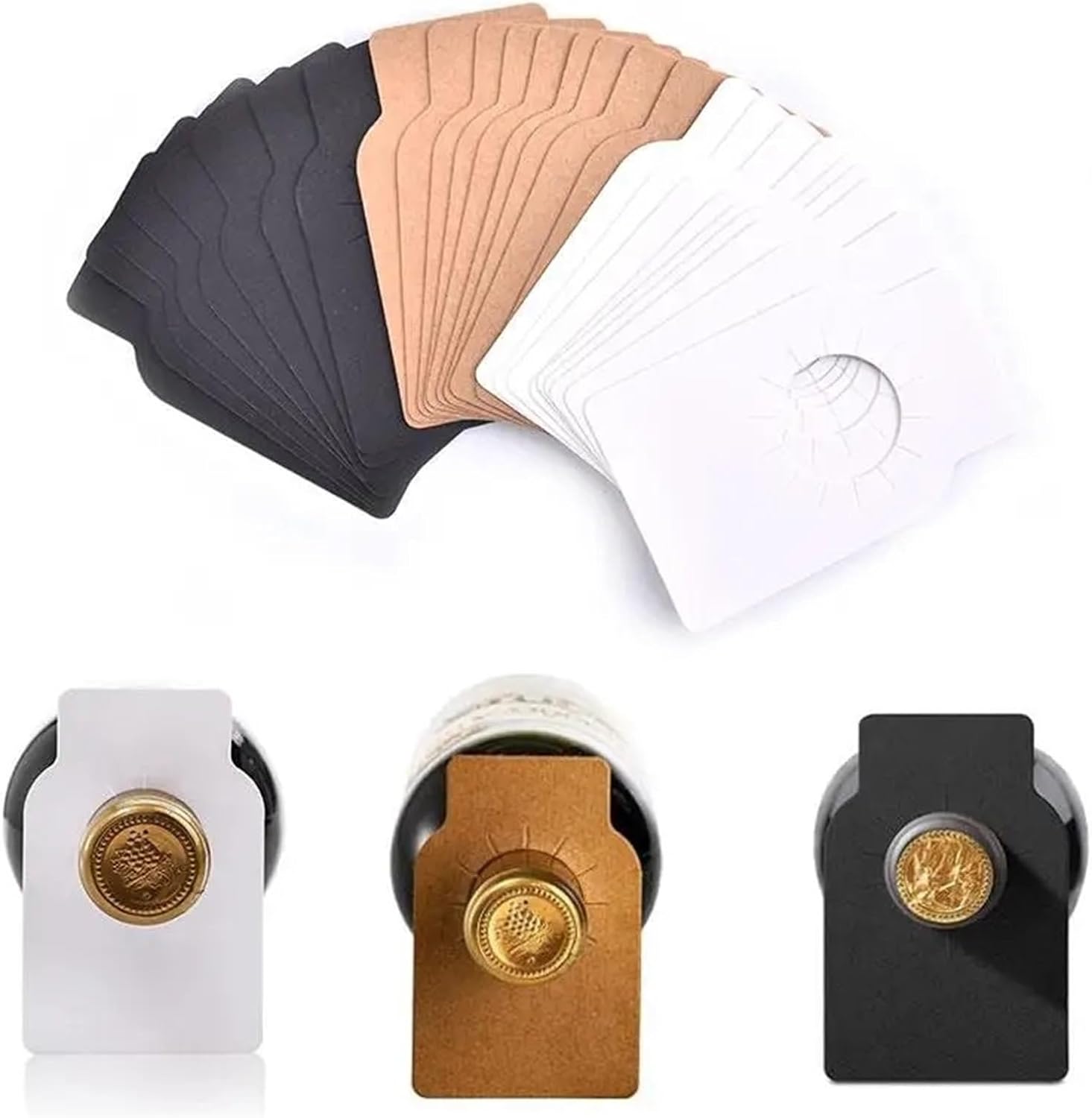Wine Bottle Tags 200Pcs Wine Hang Tag Kraft Paper Wine Rack Wine Cellar Blank Double Sided Single Size Fits All Coated Paper Bottle(White)
