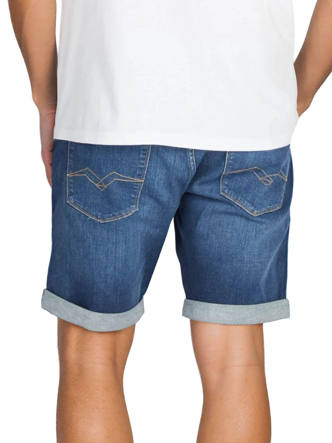 Replay Jeans Shorts Herren Stretch Kurz Slim Fit New Anbass Kurze Hosen | Bermuda Shorts Sommer Denim Einfarbig Blau Schwarz 30 31 32 33 34 36 38 40 42