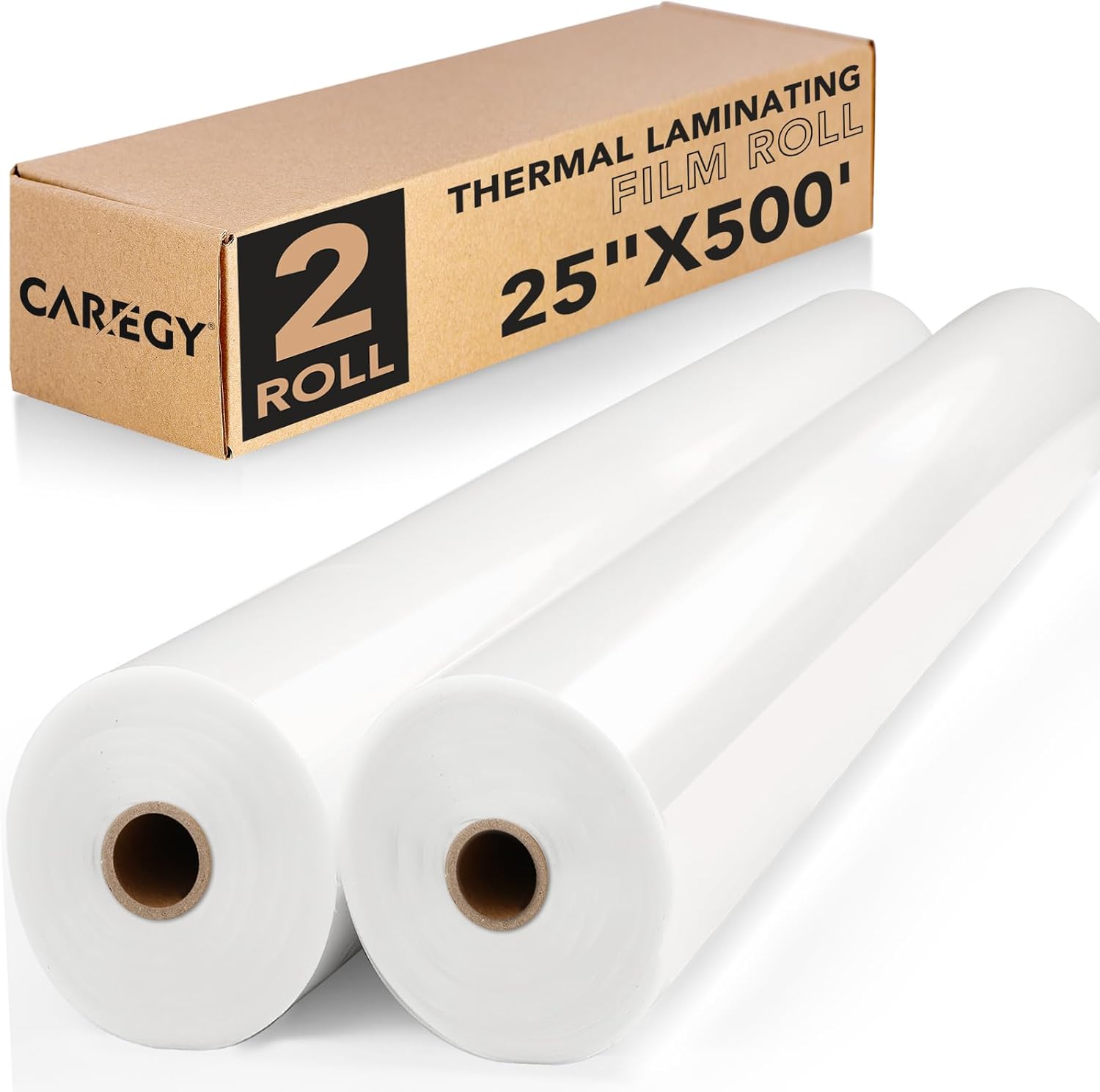 CAREGY Thermal Laminating Film Roll 2 Pack1.5 Mil 1 Inch Core Laminate Rolls,25″ x 500′,School Lamination