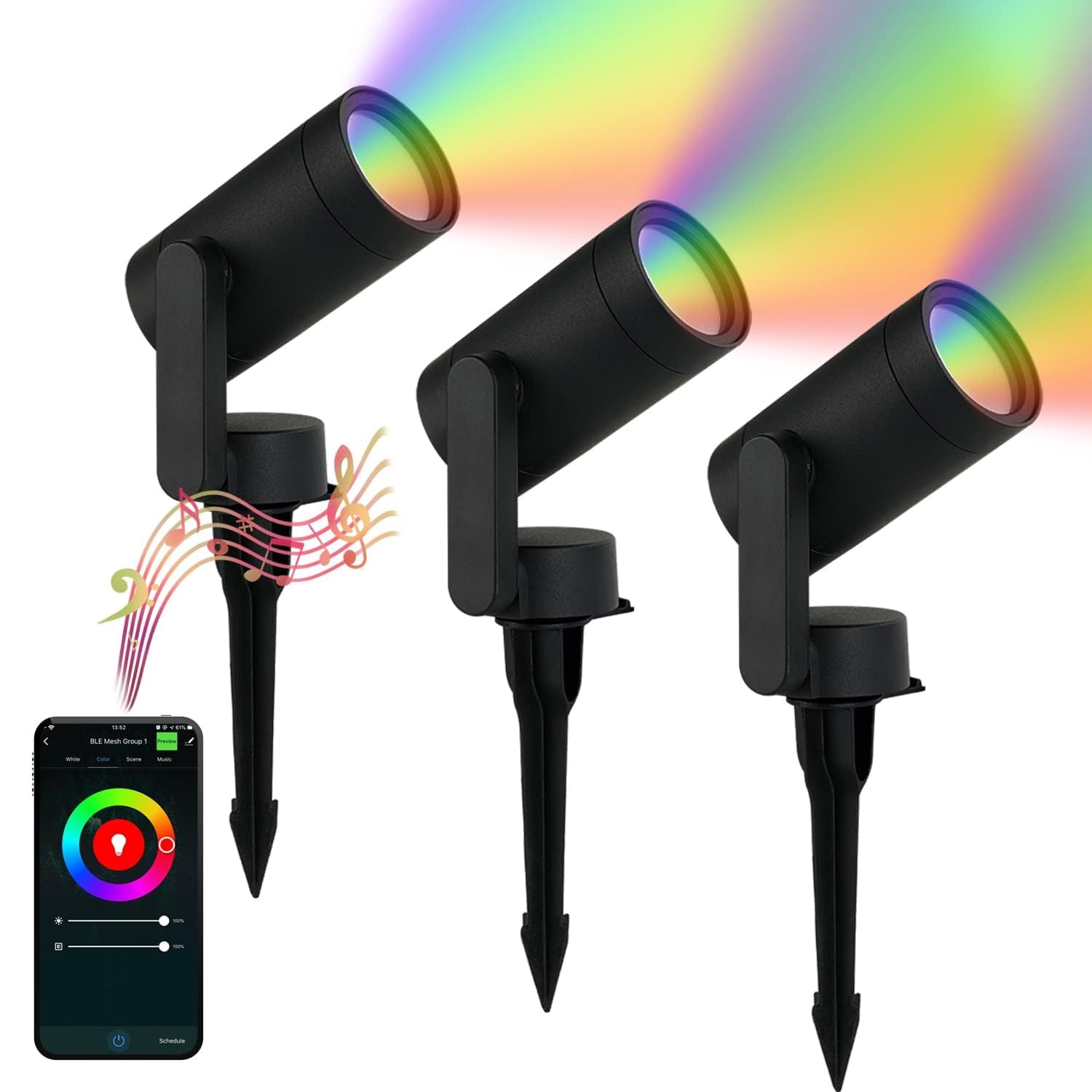 Photo 1 of MULANDI Smart RGBW Landscape Spotlights, 3 Pack