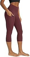 Vista 14 de ODODOS - Leggings capri de cintura alta para mujer con bolsillos, control de abdomen, no se transparentan, para entrenamiento atlético, running