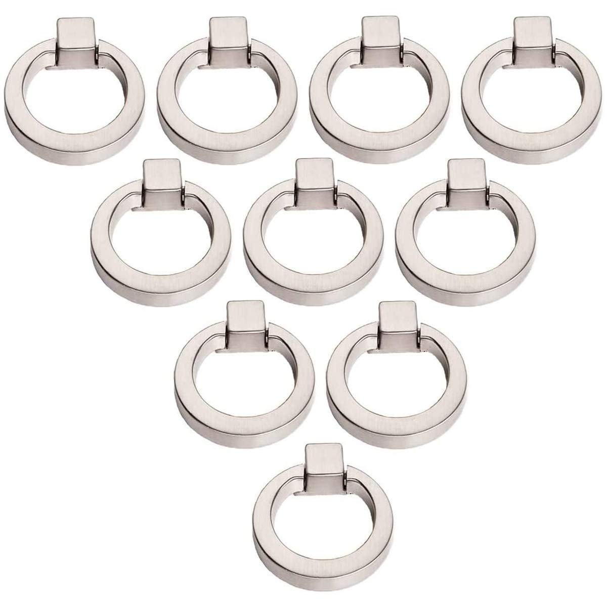 Creatwls 10pcs Cabinet Drawer Ring Handles Vintage Round Zinc Alloy Drop Handle Knob Dresser Wardrobe Cupboard Pulls Kitchen Cabinet Door Knobs - Brushed