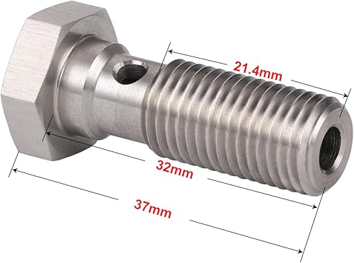 Vista 12 de M10x1.25 Adaptador de montaje de freno de tornillo banjo métrico de acero inoxidable de 0.787 in de largo con arandelas de cobre