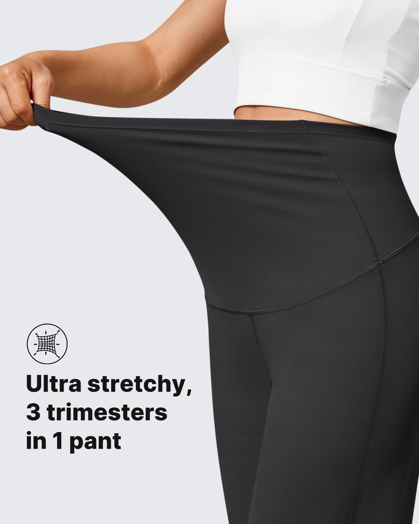G4Free BareFeel - Vestito premaman da yoga, pantaloni elasticizzati sopra la pancia, pantaloni da lavoro per gravidanza, gamba larga