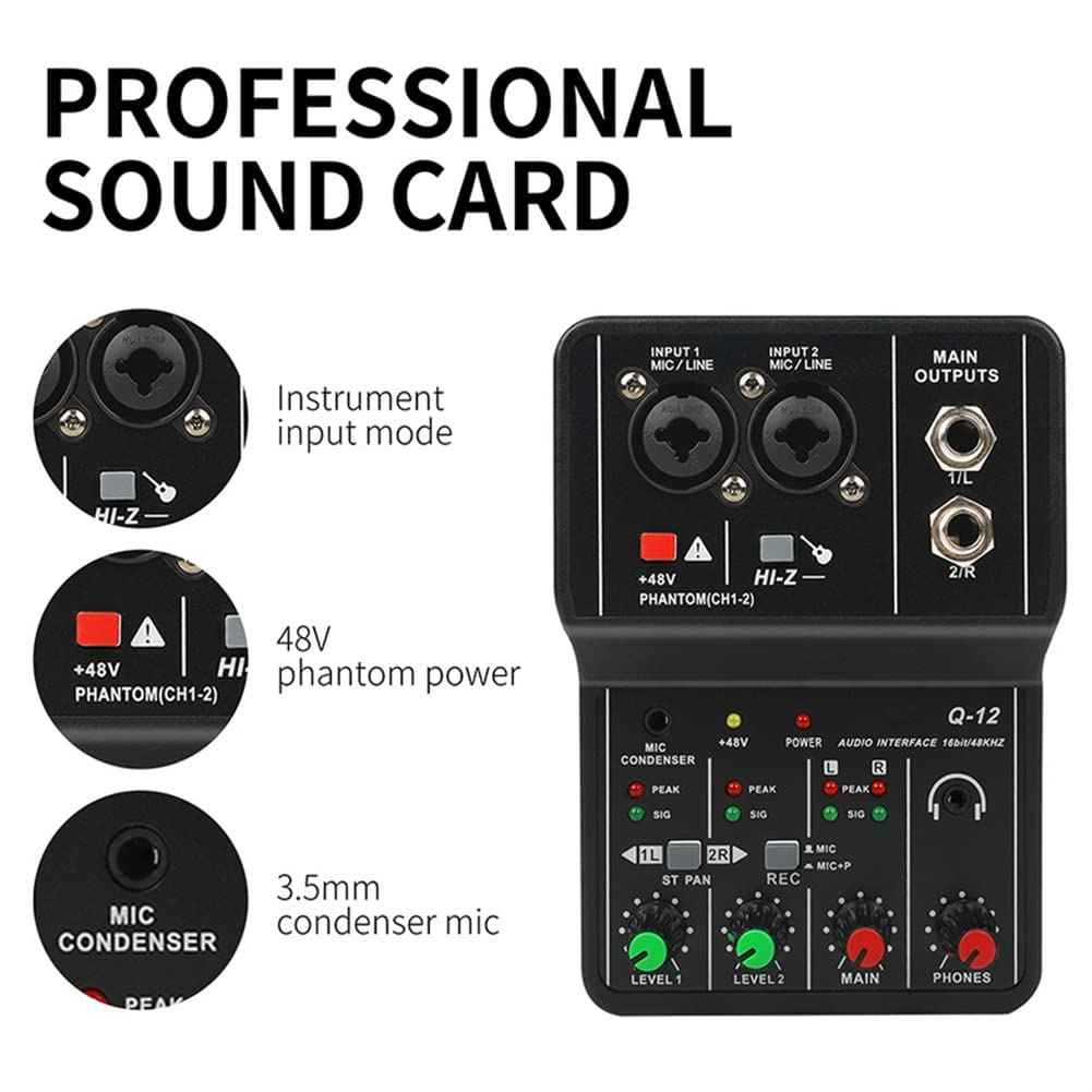 DEVICE OF URBAN INFOTECH Professional Audio Mixer- 2 Channels Audio Mixer USB Audio Interface, 48V Phantom Power, 3.5mm Headphone Input Mixer for Recording Live Streaming, Music Production, Karaoke - Image 7 thumbnail