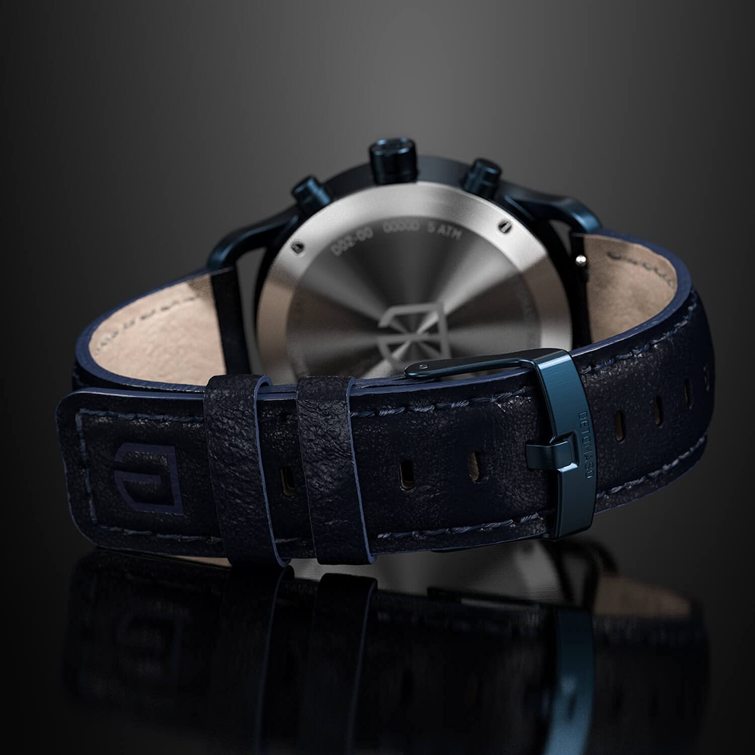 DeTomaso SORPASSO Velocita Blue Orange Herren-Armbanduhr Analog Quarz Lederarmband Blau