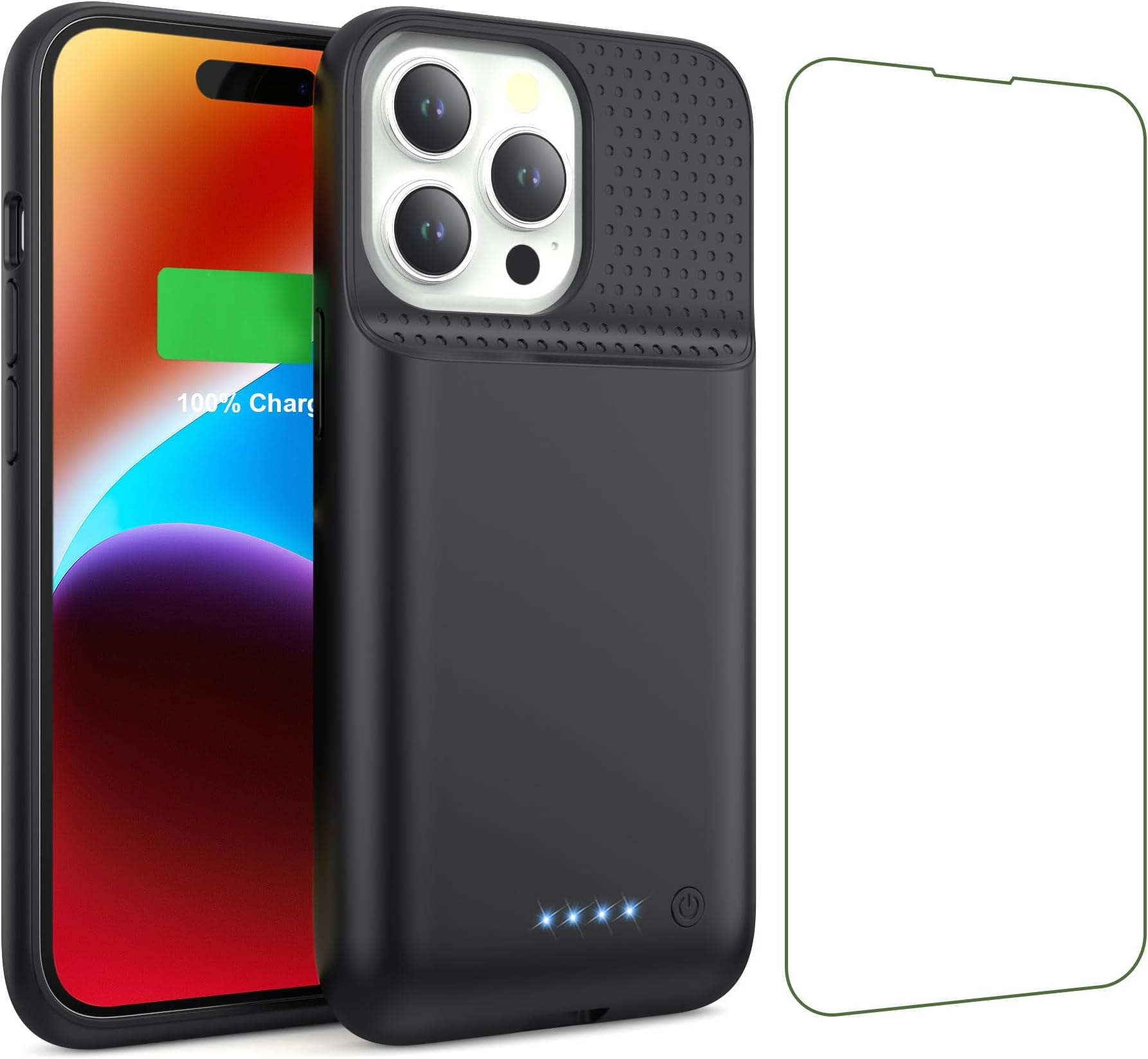 Battery Case for iPhone 14/13/13 Pro (6.1 Inch),Upgraded 7500mAh Ultra-Slim Portable Charging Case Rechargeable Protective Extended Battery Pack for iPhone 14/13/13 Pro Charger Cover-Black