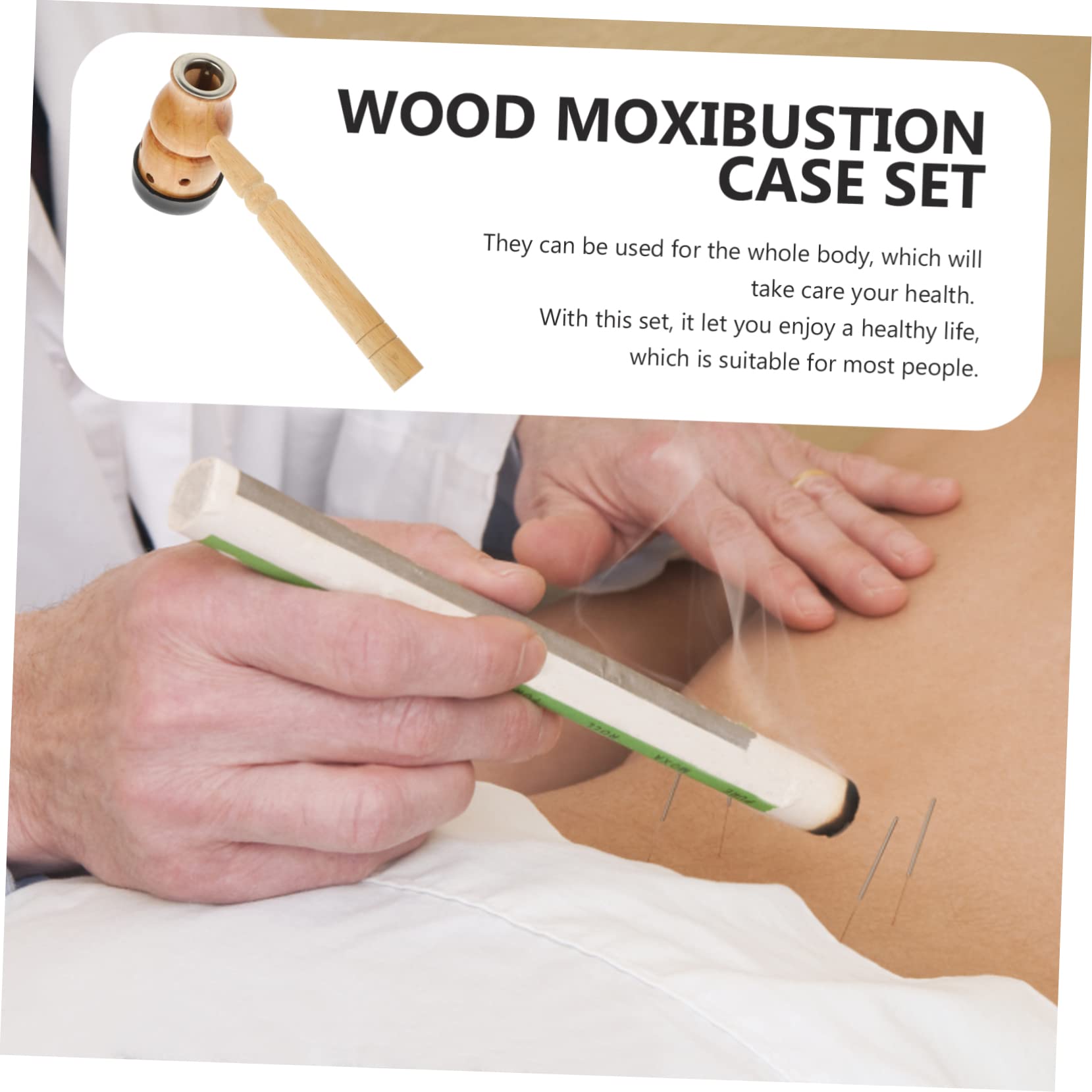 OHPHCALL Box Moxibustion Box Moxa Stick Moxibustion Mugwort Burner Tool Moxibustion Tank Leaf Burner Adjustable Moxa Burner Massage Burner Case Acupoint Light Brown Wooden