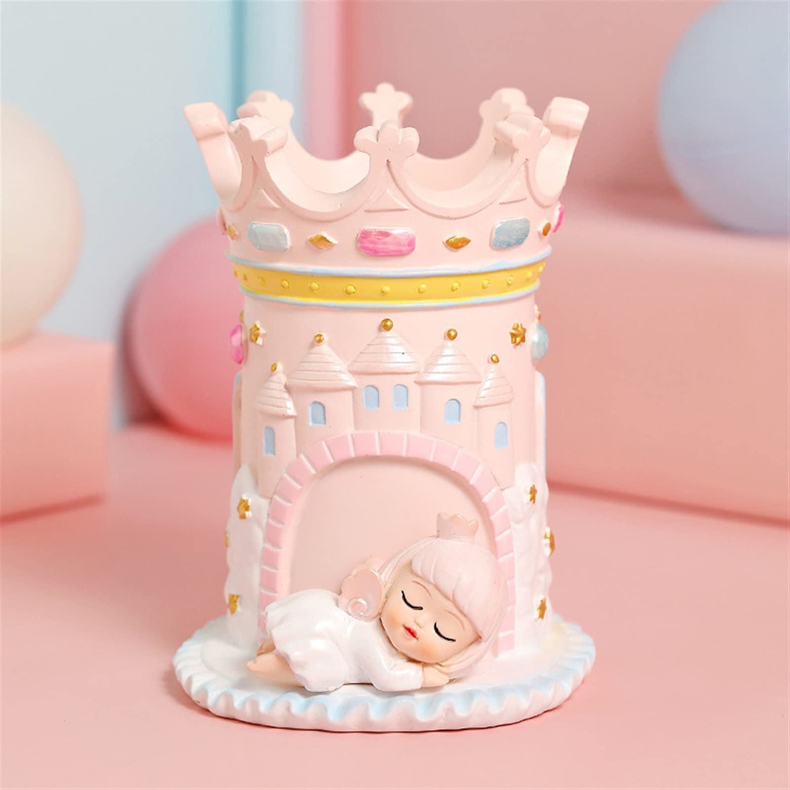 Portapenne Carino Bolla Ragazza Penna Penna Cartoon Pink Cat Resin Pencil Supporto per Studenti Scrivania Brush Brush Organizer Forniture Articoli di cancelleria Regali (Color : D)