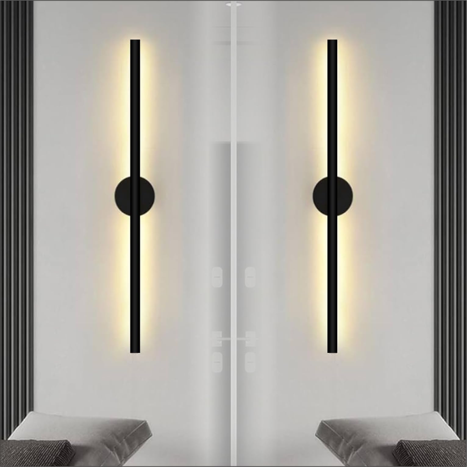 Aluminium 3-In-1 LED Sword Light Behind Black Luxurious Wall Lighting | Soft & Bright LED Warm White Fixtures For Bedroom, Living Room, Drawing Room, Kids Room & Bathroom